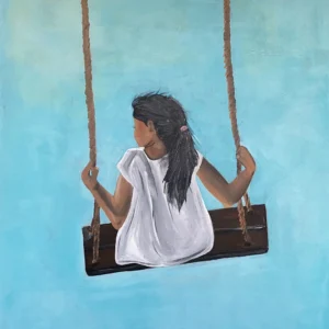 ילדה על נדנדה עפה לשמיים